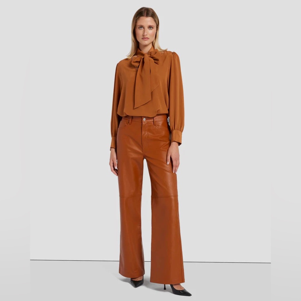 7 For All Mankind Faux Leather Kate Straight Pant (Black)